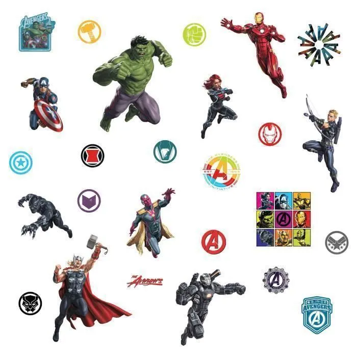Stickers muraux - Avengers - 26 stickers - Vinyle - Multicolore - Enfant-1