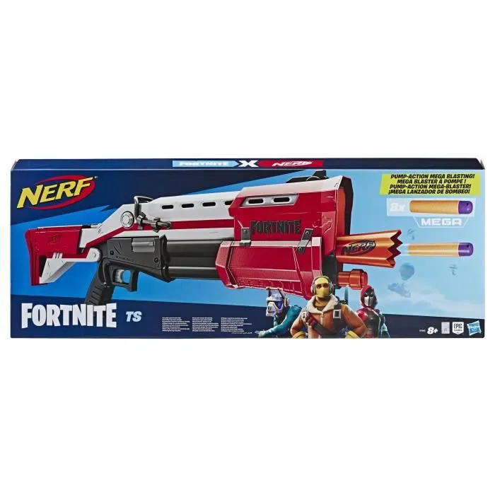 NERF - Blaster Fortnite TS à pompe avec 8 fléchettes Nerf Mega officielles-4