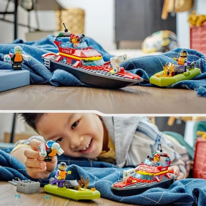 LEGO® City 60373 Le Bateau de Sauvetage des Pompiers, Jouet Flottant, Jetpack et Minifigurines-5