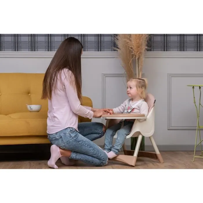 BEBELISSIMO  - Chaise Haute Bébé Evolutive - dès 6 mois jusqu’à 20kg -Disco Pinguin - hauteur réglable - rose-2