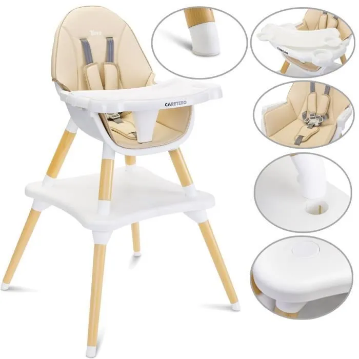TUVA Chaise haute évolutive en table et chaise Beige-2