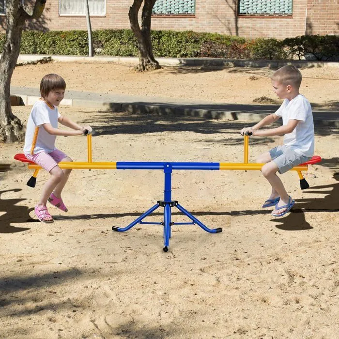 COSTWAY Balançoire à Bascule Tapecul pour Enfant Pivotante à 360° avec Pieds d'Arrêt Jouet d'Extérieur pour Jardin 3 - 8 ans-4