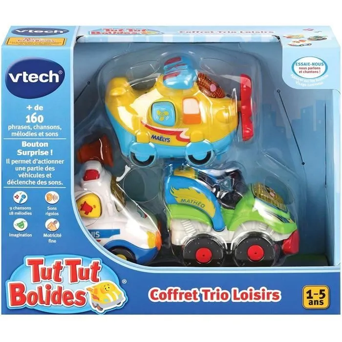 VTECH - Tut Tut Bolides - Coffret Trio Loisirs (Avion + Formule 1 + Bus) - Multicolore - Mixte - 12 mois+-1