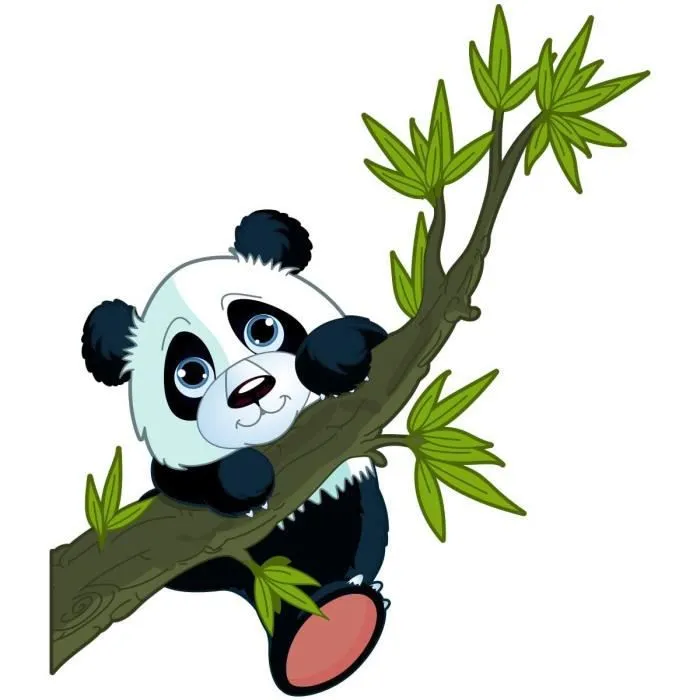 Ambiance Sticker Stickers adhésifs Enfants - Sticker Autocollant Panda heureux sur une branche - Décoration murale-3
