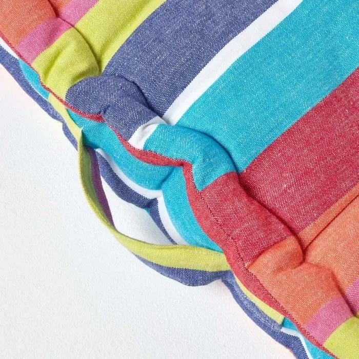 Coussin de sol - Multicolore - 40 x 40 cm - 100% Coton - Confortable - Motif Rayures-3