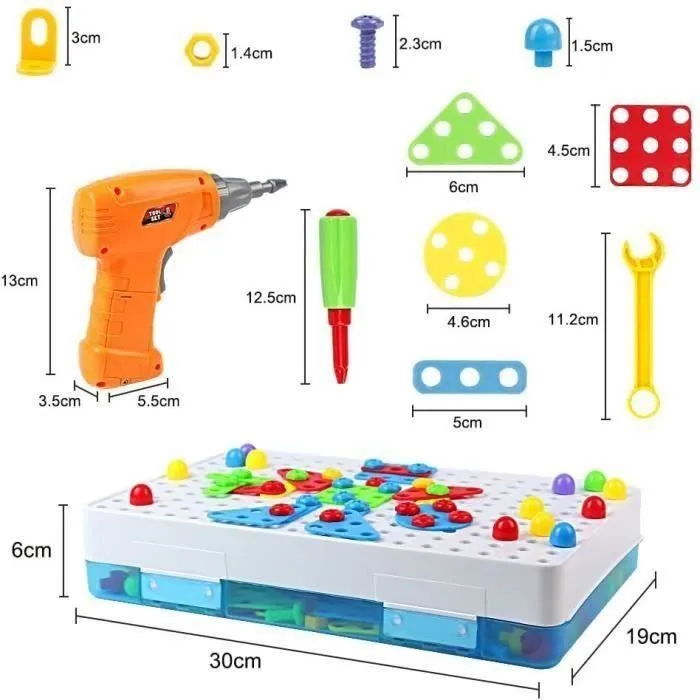 Jeu de Construction Montessori - PIMPIMSKY - 151 Pièces - Perceuse Électronique - Éducatif - Mixte-3
