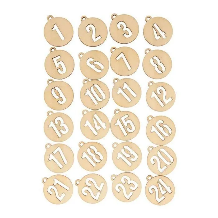 Chiffres ronds en bois calendrier de l'Avent-2