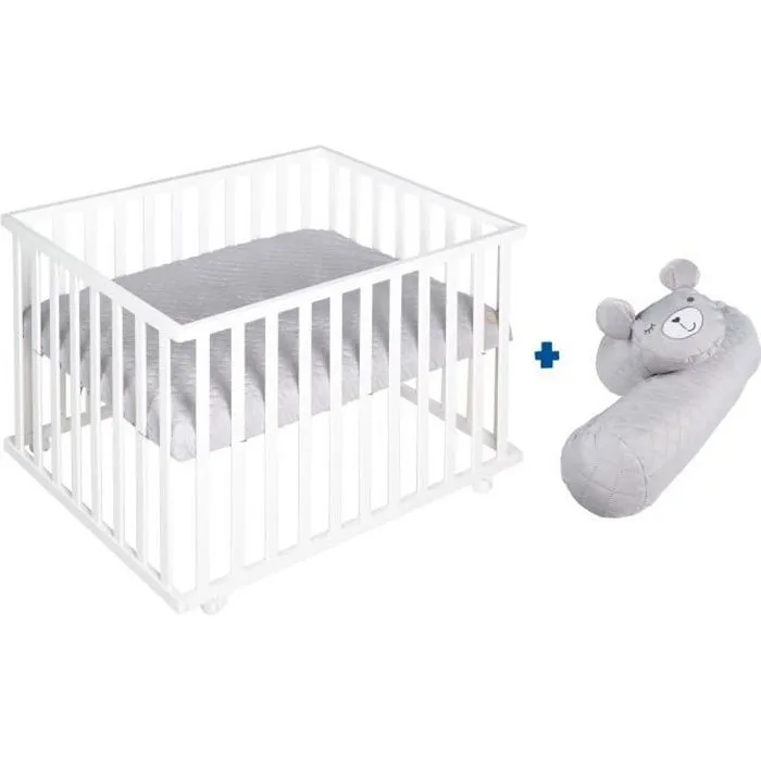 ROBA Parc Bébé Carré "roba Style" + Tapis de Parc + Tour de Lit - Gris-0