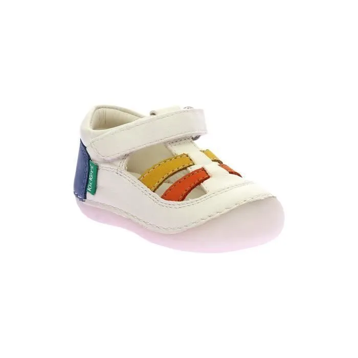 Sandales Cuir Kickers Sushy - Blan/Jaune/Orange/Bleu-0