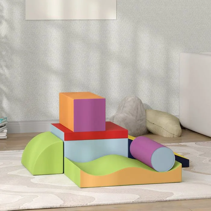 7PCS Module motricité bébé - HOMCOM - pour enfants d'âge préscolaire - en mousse EPE - multicolore-2