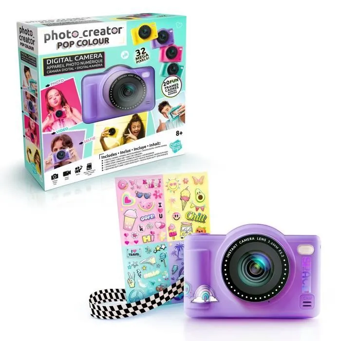 Canal Toys - Photo Creator -Appareil Photo Numérique Pop Couleur Violet- Avec carte SD 8Go incluse - CLK 041-0