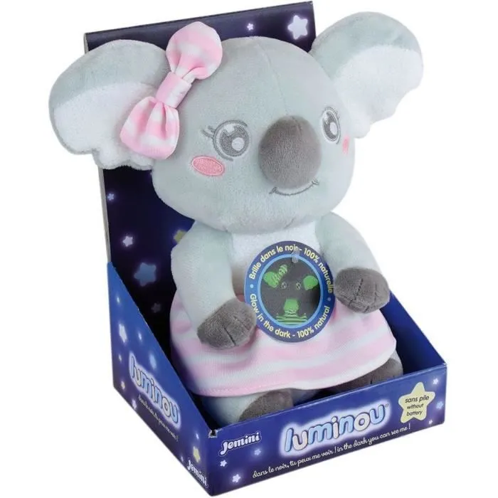 Peluche lumineuse LIMINOU CALLY MIMI KOALA - JEMINI - ± 22 cm - Gris - Bleu, gris et rose - Mixte-2