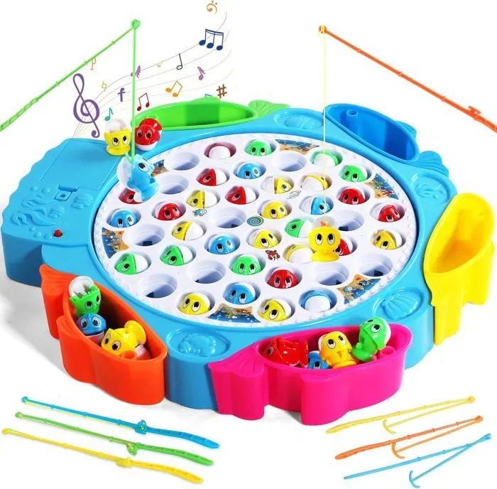 Jeux Peche a La Ligne Enfant Jeux Musical avec Poisson Plastique Canne a Pêche Jouet Poisson Enfant Jeu Educatif Jeux de Société-0