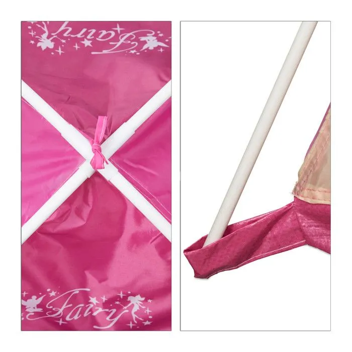 Relaxdays Tente enfant intérieur fille tente de jeu Fée extérieur rose princesse 3 ans HxlxP: 90 x 118 x 115 cm, rose-4