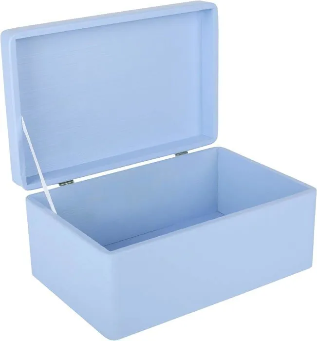 Boîte de Rangement en Bois Bleu - Creative Deco - 30 x 20 x 14 cm - avec Couvercle - Boîte Caisse Malle Coffre-0
