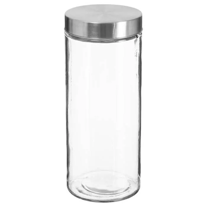 Bocal en verre - FIVE - Nixo - 2L - D 11 cm x H 27,5 cm - Couvercle inox-0