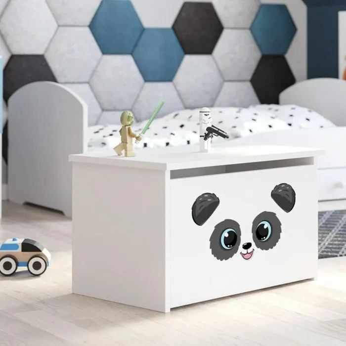 Coffre à jouets pour enfants - DARIA - Boîte de rangement - Vérin pneumatique – BLANC "PANDA" 42x40x73-2