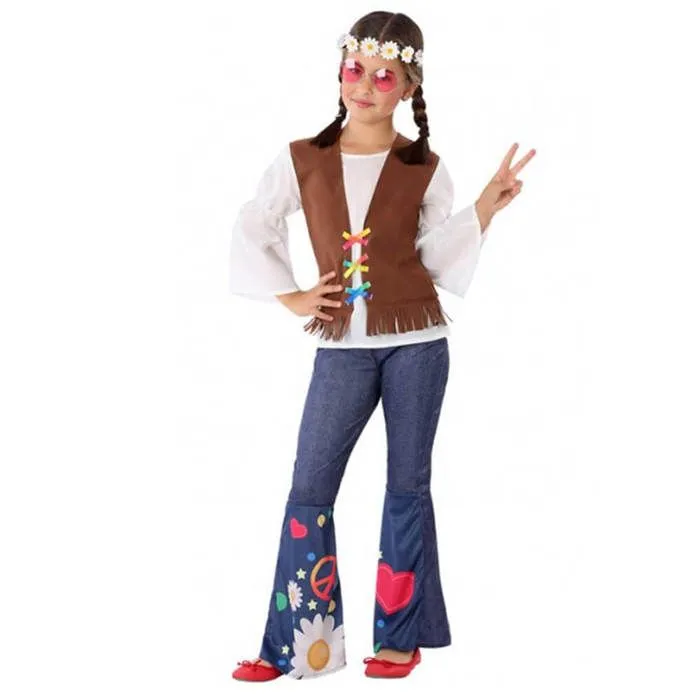 Déguisement Hippie - Fille - Taille 7/9 ans - 7/9 ans (122 à 134 cm)-0