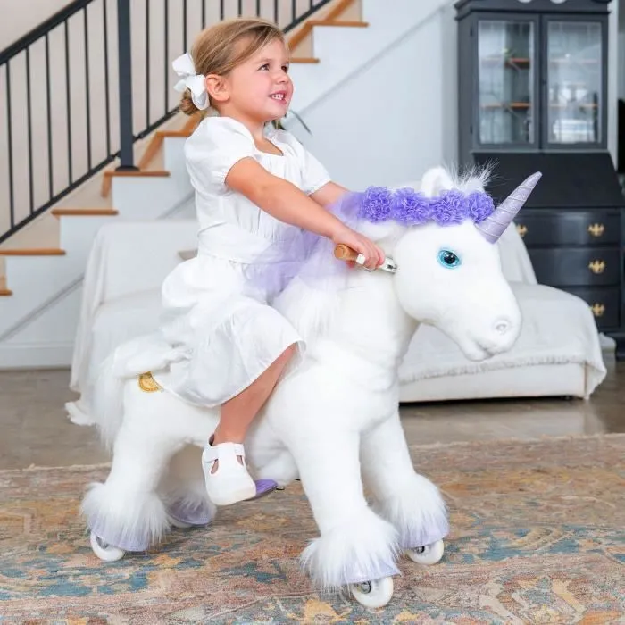 PonyCycle - Modèle X Licorne à Monter Trottinettes pour Enfants - Frein - Peluche Jouet Équitation Violette X41-3