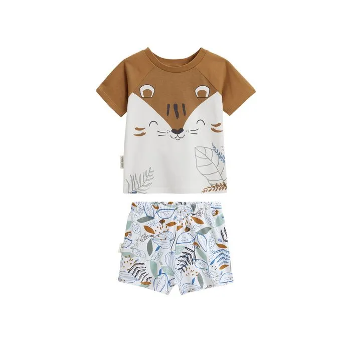 Pyjama enfant - Garden Party - 100% coton - Imprimé tigre - Label OEKO-TEX - Manches courtes-0