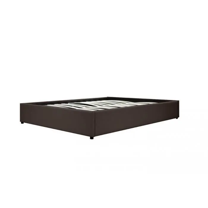 Lit Coffre Vegas 160x200 Sampur | Chocolat | Simili Cuir | Sommier à Lattes Flexibles Inclus | Rangement XXL | Pratique et Robuste-1