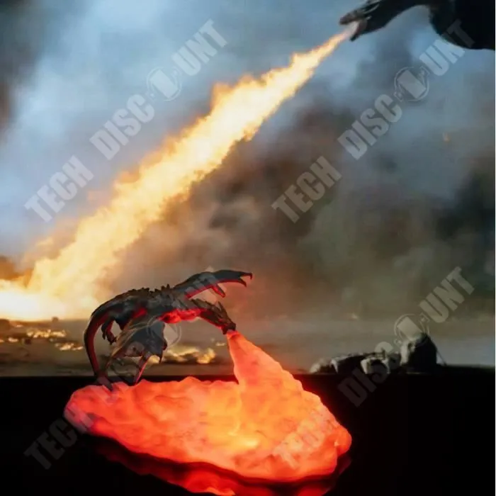 TD® 3D imprimé LED feu Dragon lampes veilleuse lumière d'ambiance pour chambre enfants chambre chambre Camping randonnée Dragon de f-3