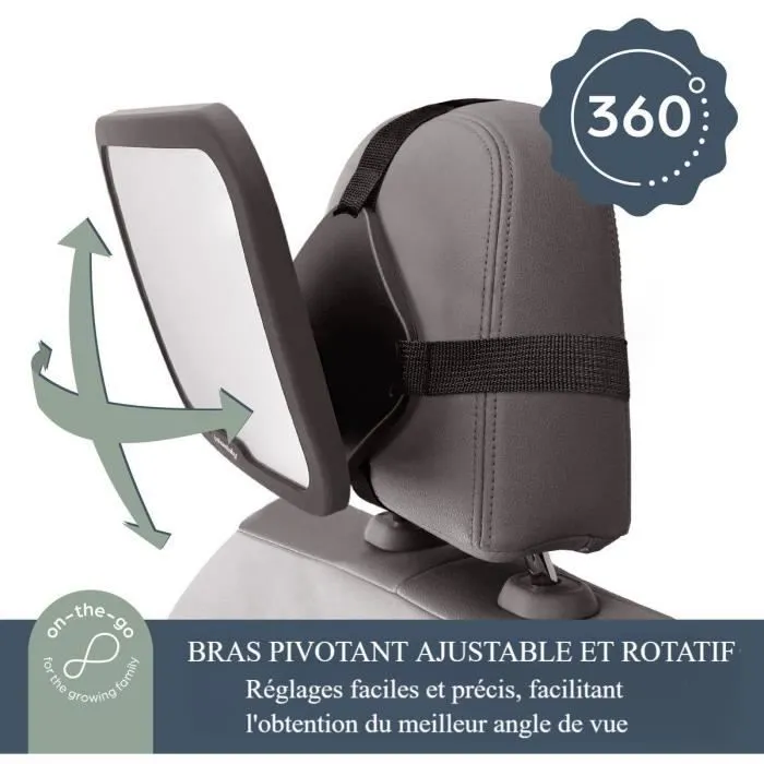 Grand miroir rétroviseur rectangulaire - DREAMBABY - Réglable pour siège arrière - 20 x 24 cm - Noir-2