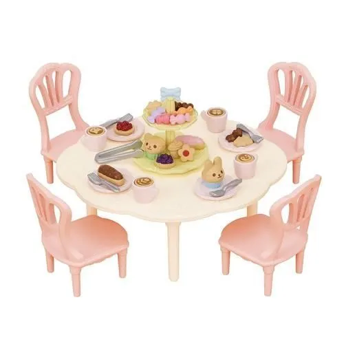 La table du goûter - SYLVANIAN FAMILIES - 5742 - Set de table avec chaises, vaisselle et pâtisseries-2