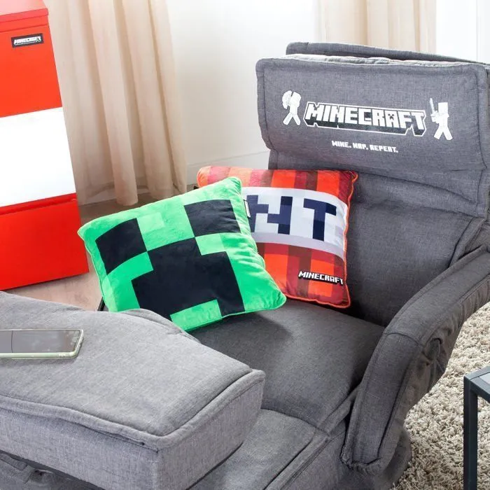 Coussin Décoratif Carré- ROBA - Minecraft – Creeper – Tissu Velouté Ultra Doux – 38x38 cm-1