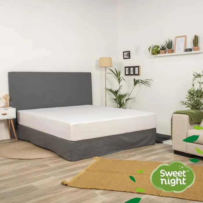 SWEET NIGHT Protège matelas imperméable anti-acariens traitement végétal Greenfirst - 2 x 80 x 200 cm - Blanc-2