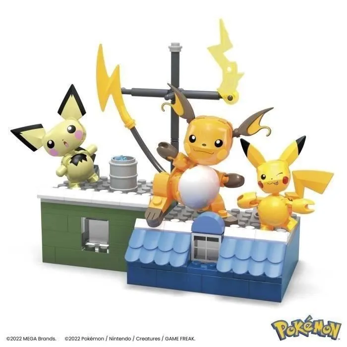 Bebeboutik MEGA Pokemon Coffret de construction Pikachu Coffret avec 3 figurines articulees 160 pieces pour enfants HKT23