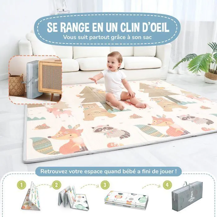 Tapis d'éveil pour bébés et enfants - 180x200x1,5cm - INDIANS | SUPERBE BEBE-2