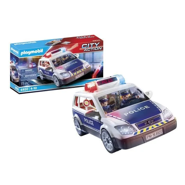 PLAYMOBIL 6920 Voiture de Policiers avec Gyrophare et Sirène, City Action, les policiers, Dès 5 ans-0