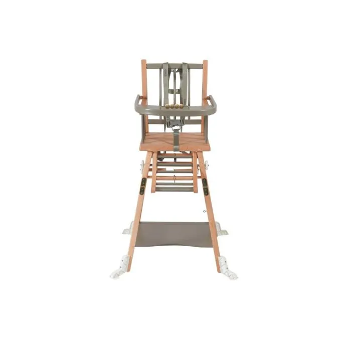 Combelle - Chaise haute bébé en bois Marcel bicolore gris - 57x95 cm-2