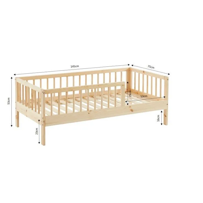 Lit Enfant Nid Douillet Pin Massif Beige 70x140 Laïba Kids-2