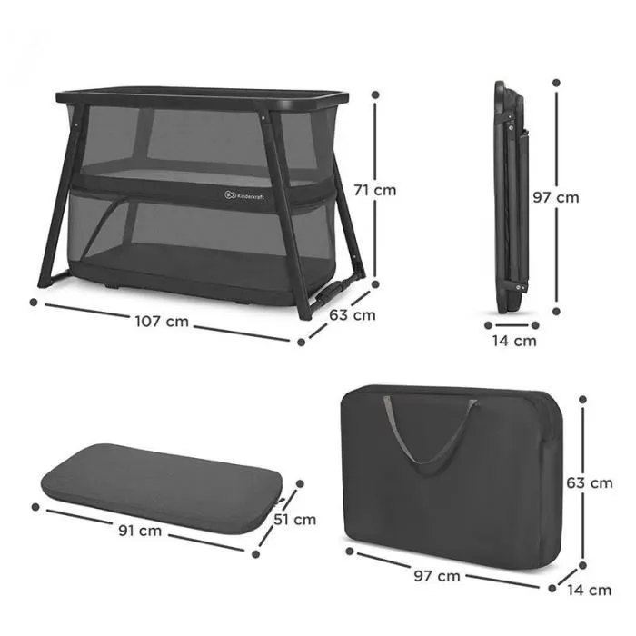 Lit de voyage 2 en 1 Kinderkraft Sofi Plus Black-1