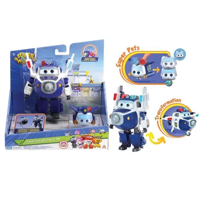 Figurine Transforming Paul Supercharge + Figurine Super Mini Paul - Super Wings - AUER - Jouet 3ans+-1