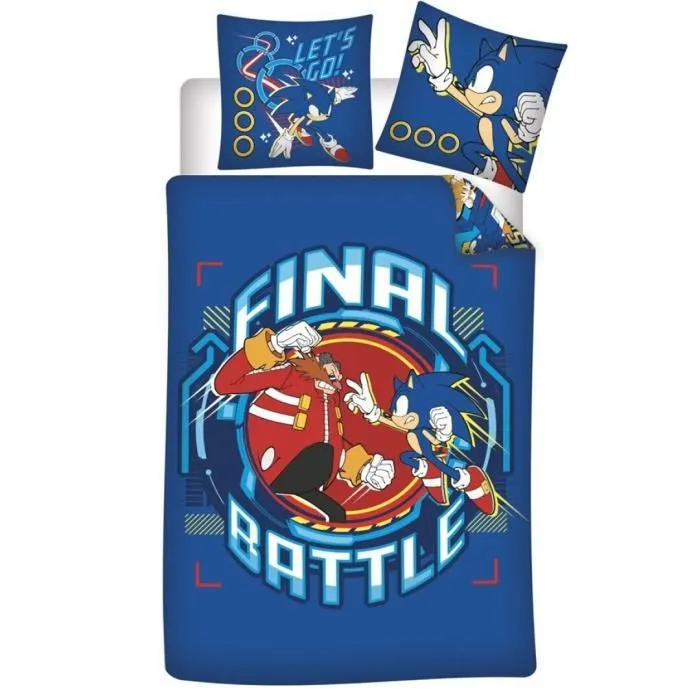 Parure de Lit Enfant - Sonic - Final Battle - 100% Coton - Housse 140x200 cm - Taie 65x65 cm-0