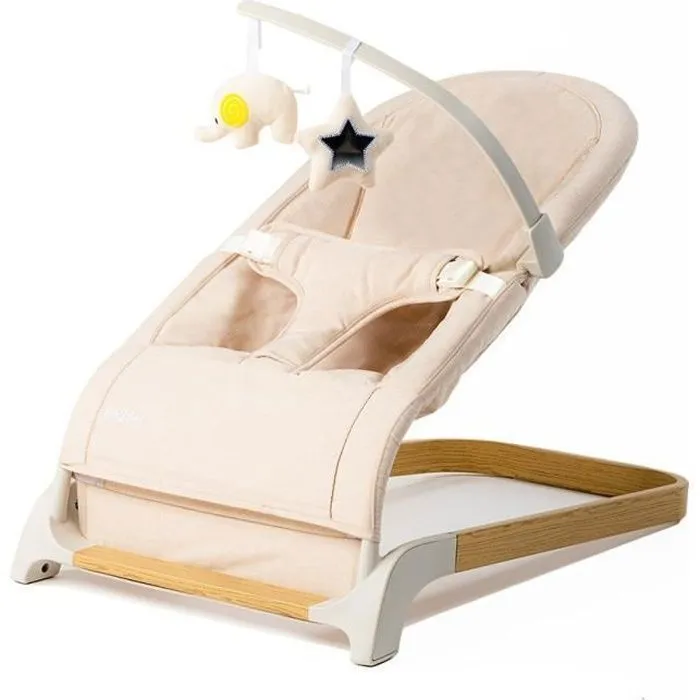 Transat bébé Mila couleur beige et bois + arche de jeux-0