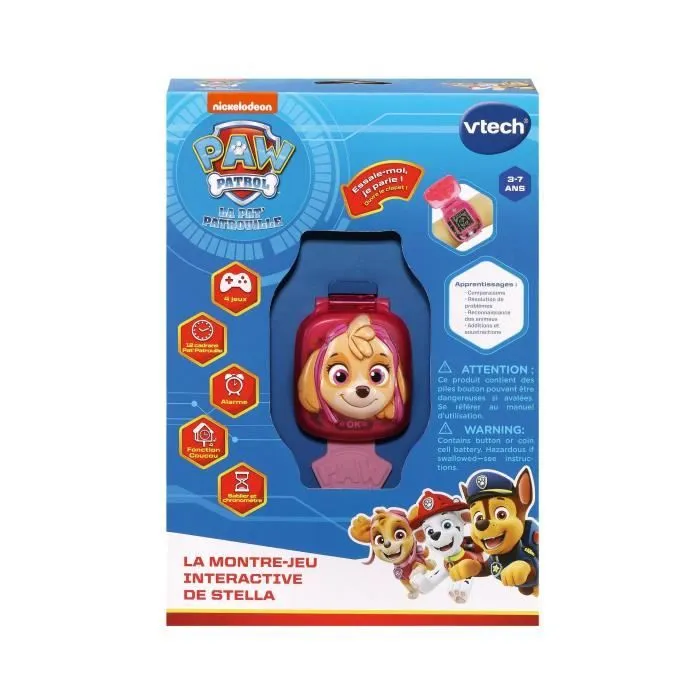 Montre-Jeu Interactive de Stella - VTECH - Pat'Patrouille - Ecran animé - 4 jeux - 12 cadrans - Rose-3