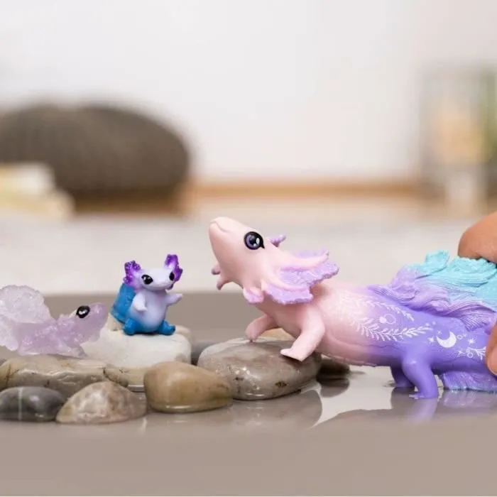 Figurine Animaux Marins - Coffret avec Salamandre Axolotl - Assortiment de 3 Jouets Schleich avec Maman et Bébé Axolotl - À offrir-2
