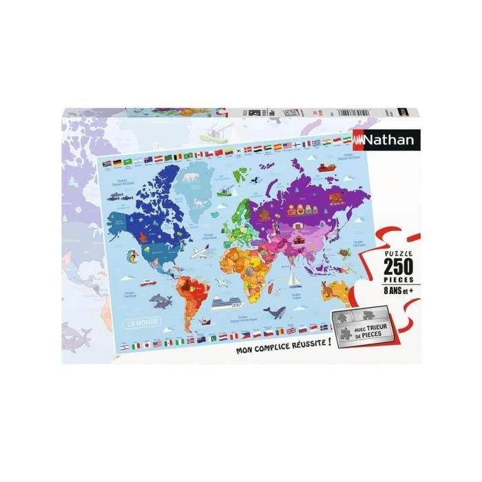 Puzzle 250 pièces : Carte du monde Coloris Unique-2