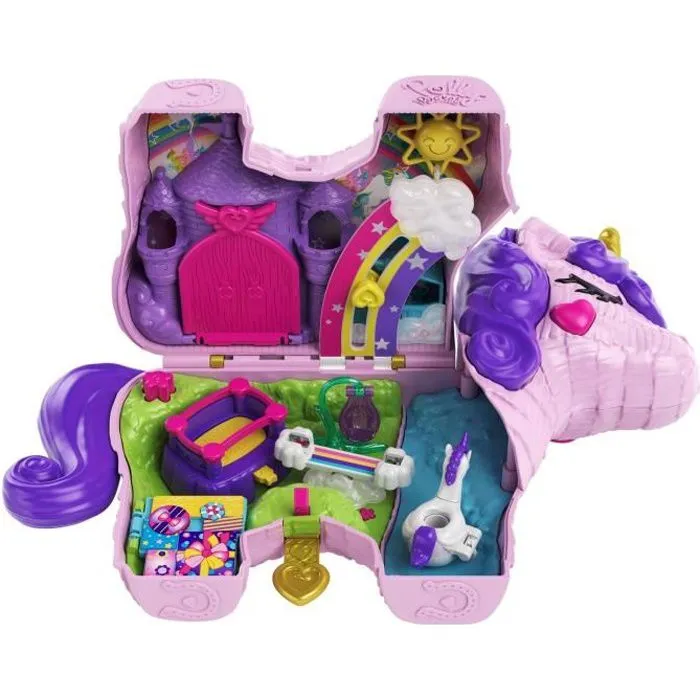 Polly Pocket - Sac Licorne Surprises - Piñata Licorne Féérique + de 25 accessoires-0