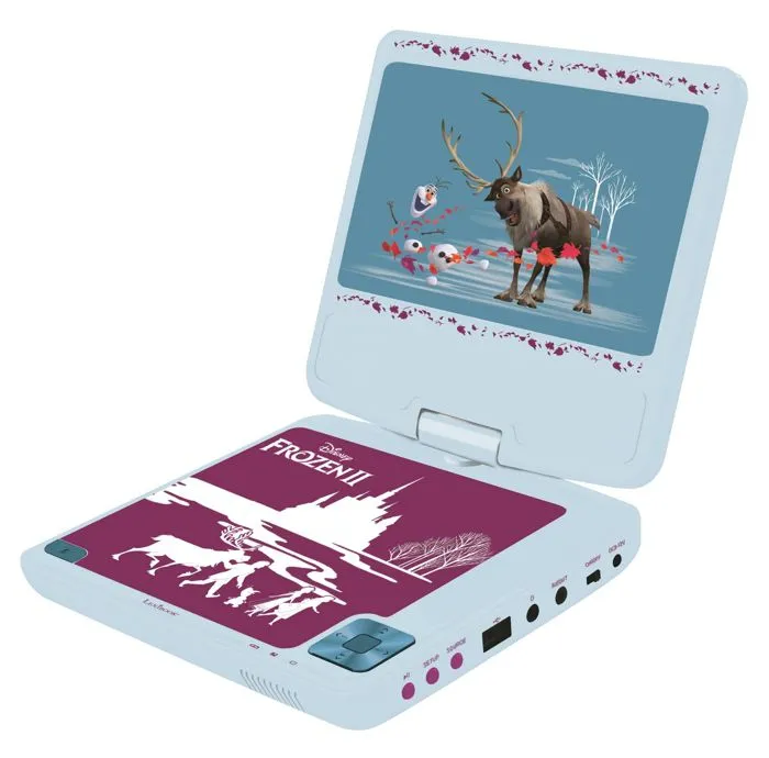 Lecteur DVD portable avec écran rotatif 7""et port USB, écouteurs Reine des Neiges-2