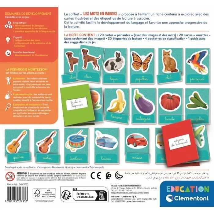 Montessori - Clementoni - Les mots en images - Jeu éducatif développement du lexique - Dés 3 ans-3