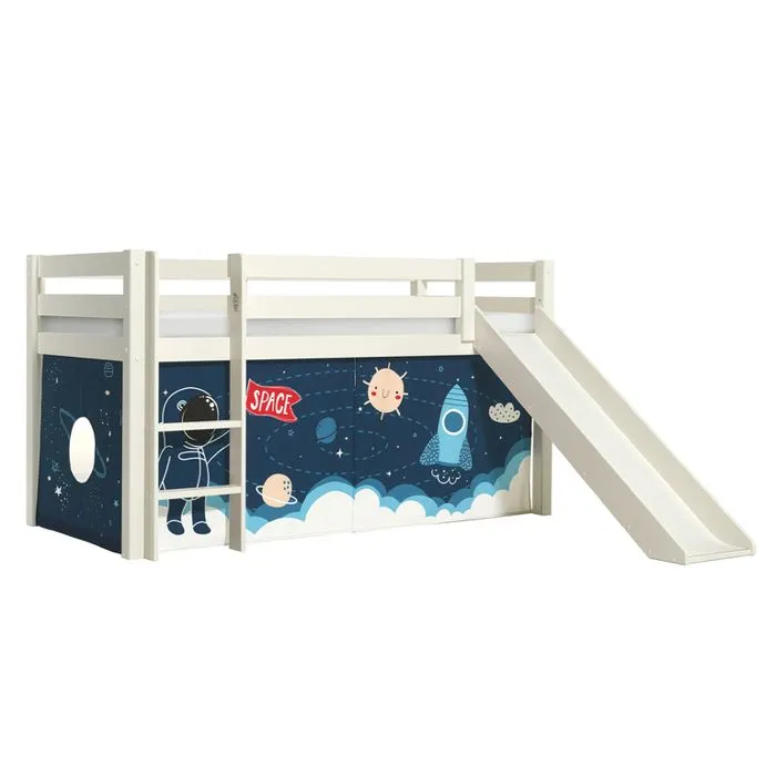 Vipack - PINO Lit mezzanine avec toboggan + Rideau pour lit en 4 parties Space-1