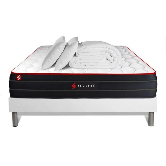 Pack matelas BOOST 140x190 - Somness - Mémoire de forme - 26 cm - 2 oreillers - Couette incluses-0