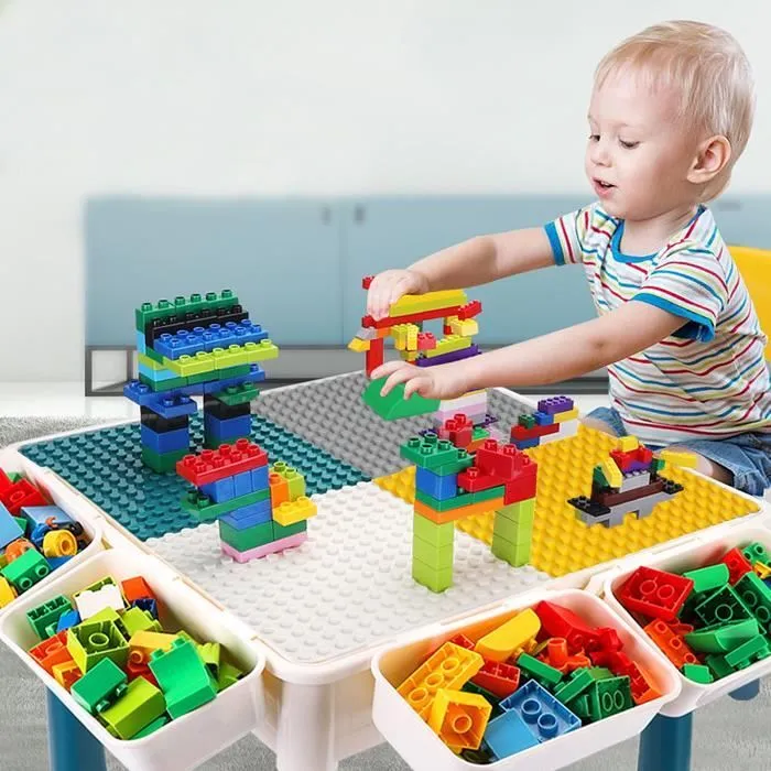 YUENFONG Ensemble de Table et Chaise pour Enfant avec 2 Chaises Table de Jeu Enfants avec 163 Blocs de Construction-3