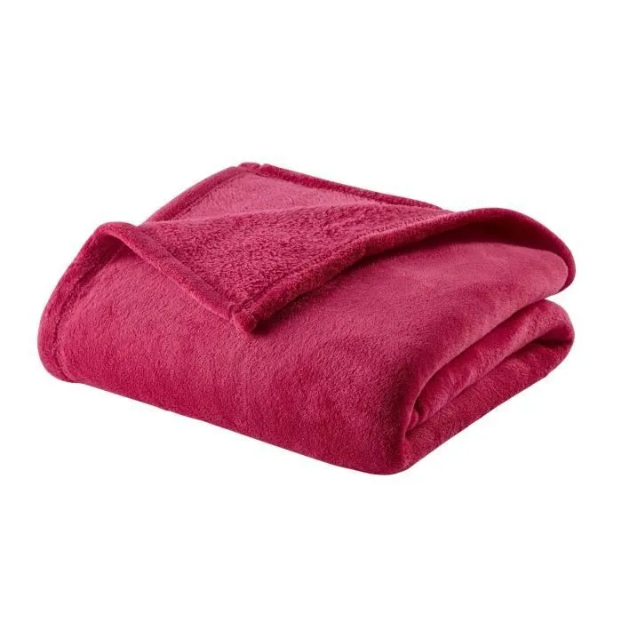 Couverture DOMIVA Microlon - Microfibre 100% Polyester - Fuchsia - 100x150 cm - Finition ourlée-0