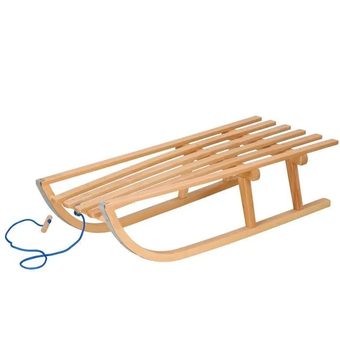 Luge en bois - SPRINGOS® - Modèle avec dossier - Corde à tirer - 89x34x22 cm - Glissières en métal-1